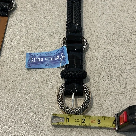 Brighton Black Leather Belt with Silver Plated Hardware Size 40 - Picture 8 of 10